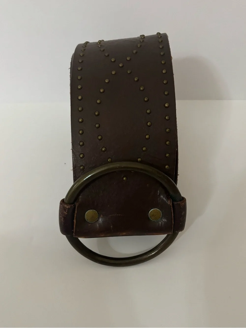 Ralph Lauren Wide Brown Leather Belt with Round Buckle